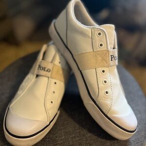 Ralph Lauren POLO Slip on White Leather Sneaker Men’s 7/Women’s 9